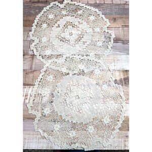 Set Of 2 Vintage Handmade Crochet Lace Doilies